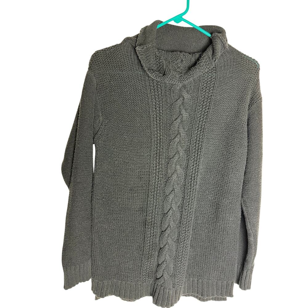 Chaps Black Cable Knit Sweater Size Large Cozy Classic